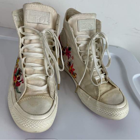 Converse X PatBo Floral High Top Sneakers Sz 5 Lace Up Embroidered - Picture 8 of 11